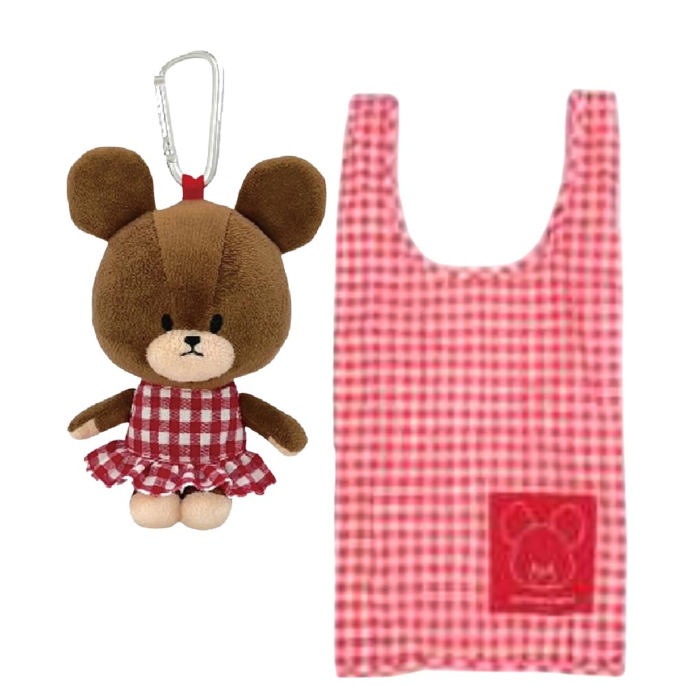 Nakajima Corporation Plush Eco Gingham  The Bears  School  Bag, Check, Red, 220066-25