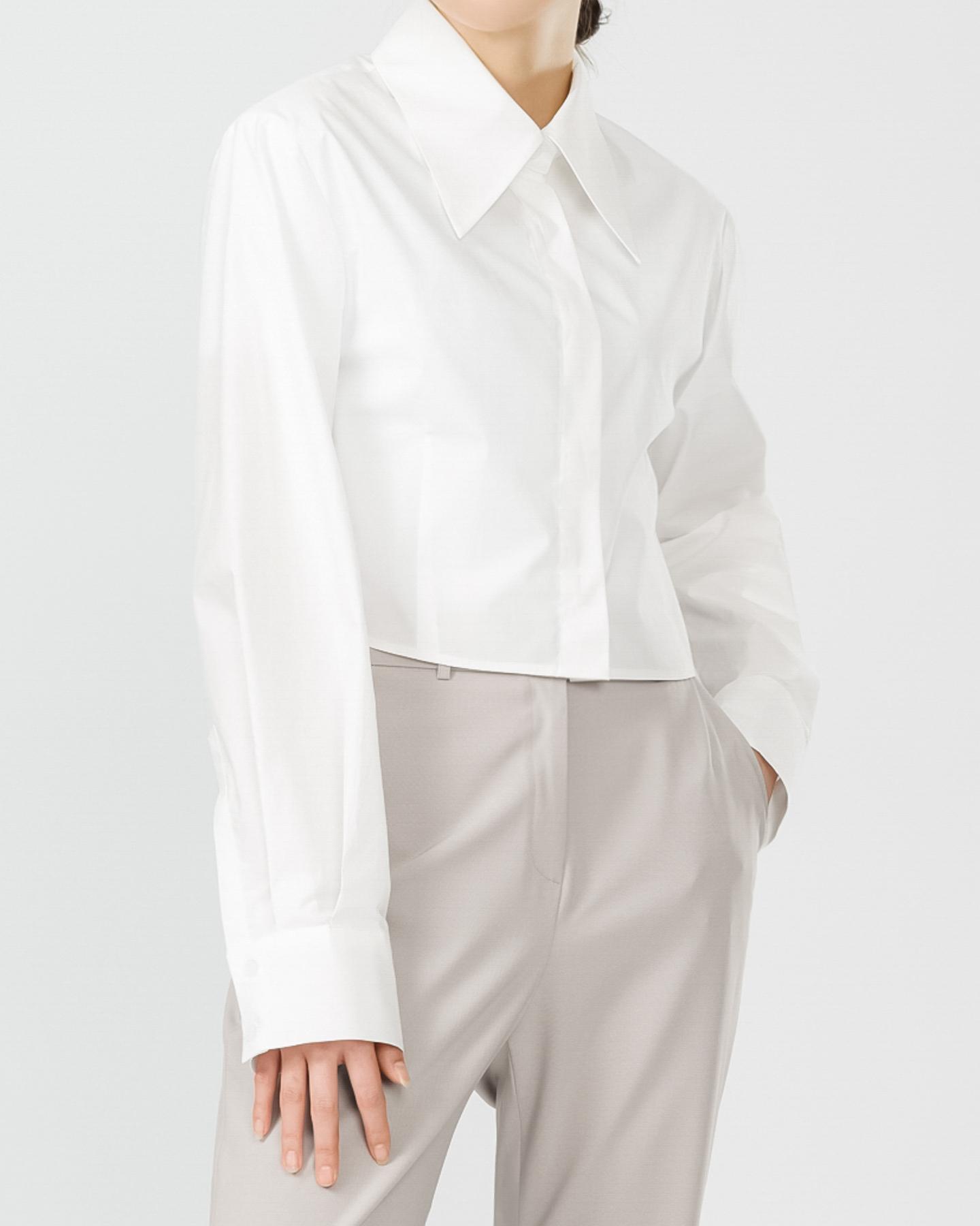 Ramu Studio Helena Big Collar Crop Slim Fit Shirt White Helena14Wh White/Free