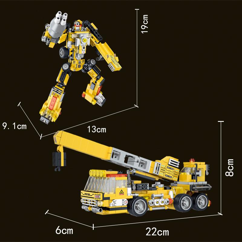 Children'S Diy Assembly Construction Truck Fire Truck Building Block Set, Puzzle Assembly Deformation Robot Model Car