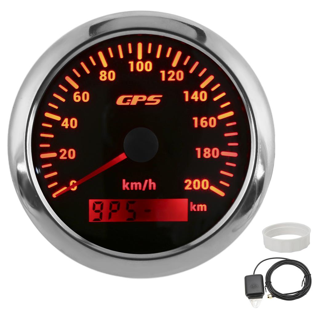 3,3 Zoll GPS-Tachometer 0-200 km/h Temperaturanzeige mit Hintergrundbeleuchtung IP67 Wasserdicht für Auto, Marineboot, Yacht