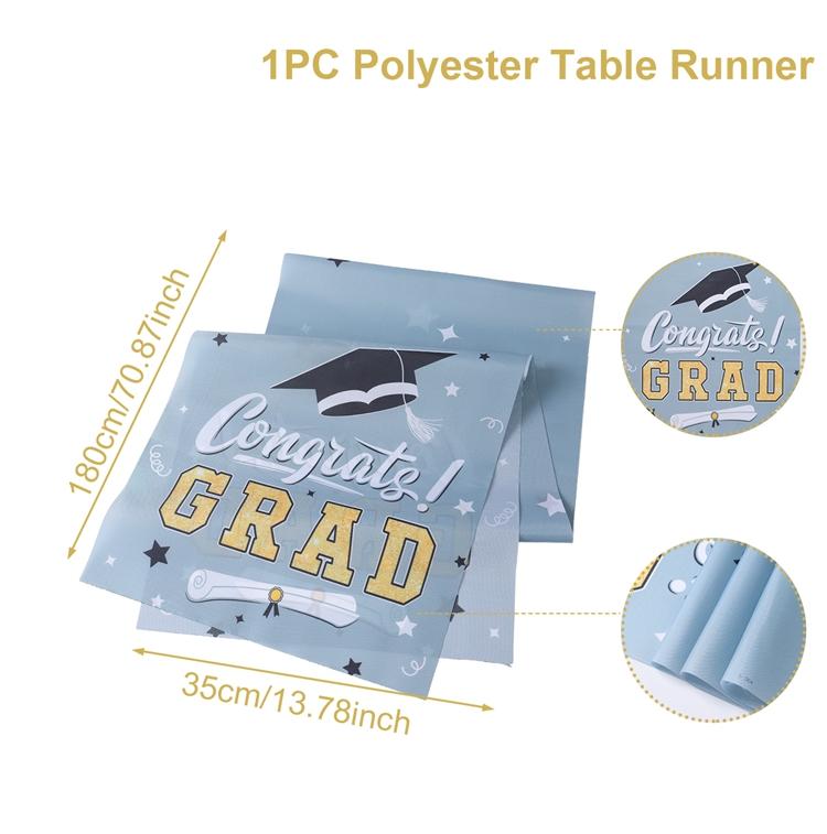 Graduation Table Runner Graduation Decorations 2026 Black Gold Polyester Graduation Table Cloth Prom Grad Party Table Decoration
