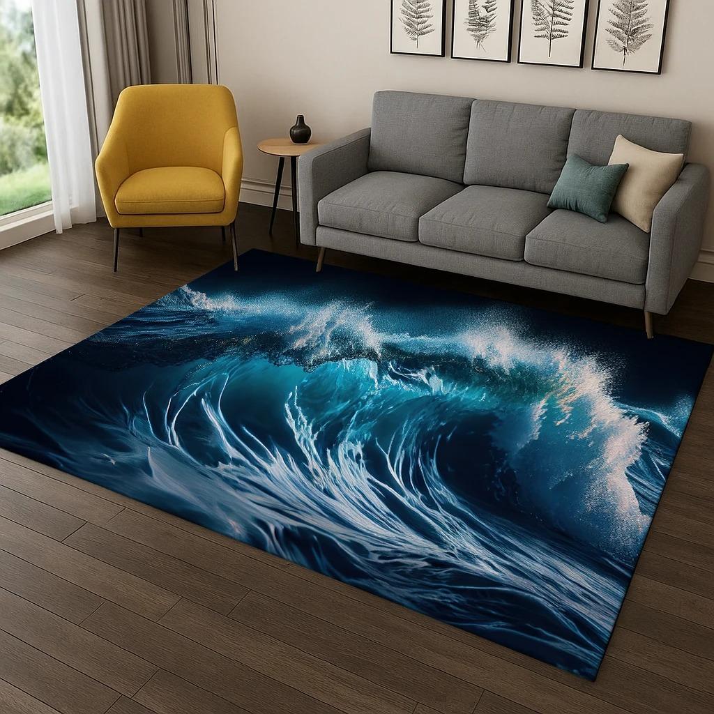 Ocean Waves Sea View Pattern Carpet Rug for Bedroom Living Room Sofa Doormat Home Kitchen Decor Home Carpets for Living Room
