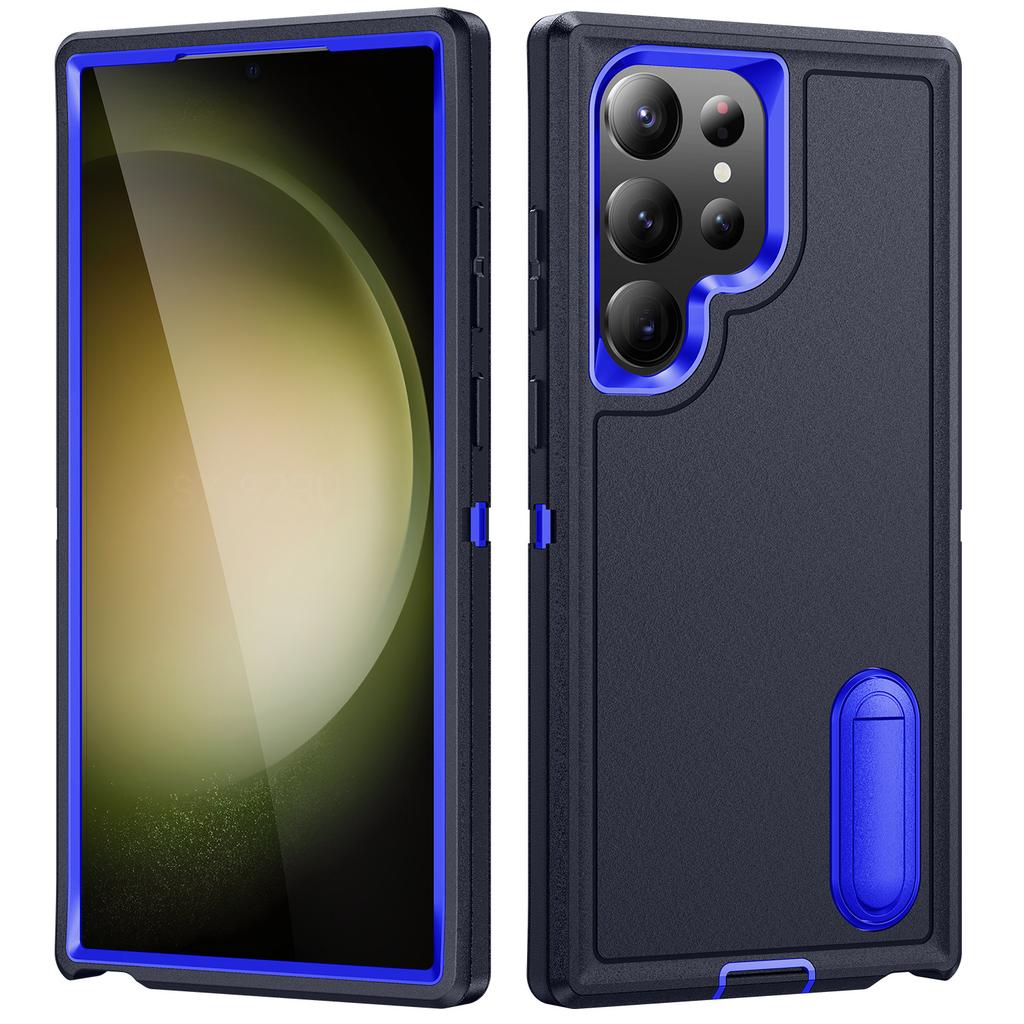 Phone Case with Bracket, Three Proof Phone Case with Dust Plug, for Samsung Protective Case Soft Shell