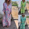 Spring and Summer New Women's Clothing Printed Long Dress Loose Casual V-neck Dress