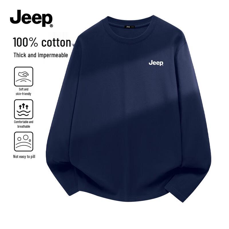 Jeep Men s Pure Cotton Long Sleeve Round Neck T-shirt 3XL