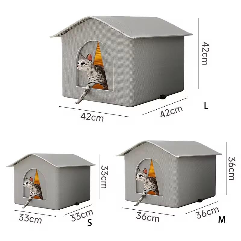 Outdoor Cat House All Season Waterproof Elevated Base Summer Heat Insulation Winter Warm Shelter For Stray Cats Small Dogs