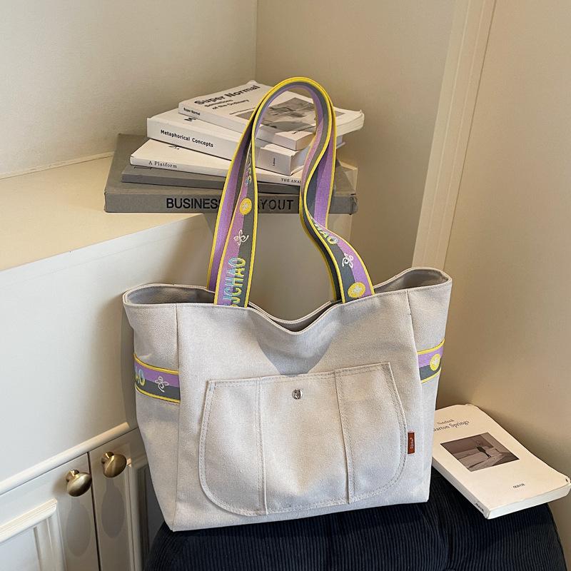 Autumn And Winter Large-Capacity Canvas Bag Women'S Fashion Versatile Commuter Bag Going Out Leisure Shoulder Tote Bag