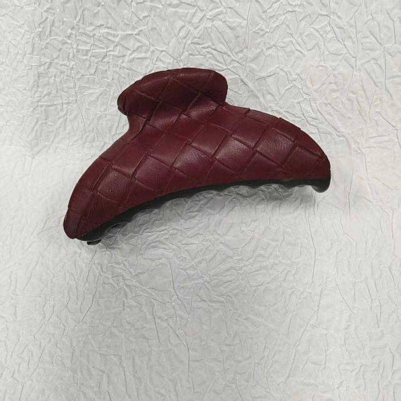 

Original Export Product, Faux Leather Braided Texture Hair Clip for Back of Head, European and American Style Half Hairpin Wine Red