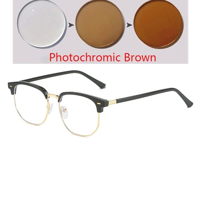 Eyebrow Frame Student Myopia Eyeglasses Finished Women Men Half Frame Square Short-sight Eyewear Prescription 0 -0.5 -0.75 To -6.0