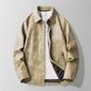 Retro old locomotive leather jacket men's short spring and autumn American casual flying pu jacket deerskin velvet jacket