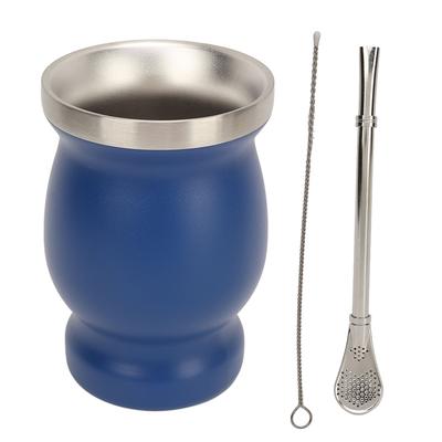 8oz Gourd Tea Cup Double Wall Stainless Steel with Spoon Straw Brush Gourd Insulated Cups for Tea