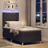 LED Boxspring Bed with Headboard Dark Brown 90 x 190 cm Fabric