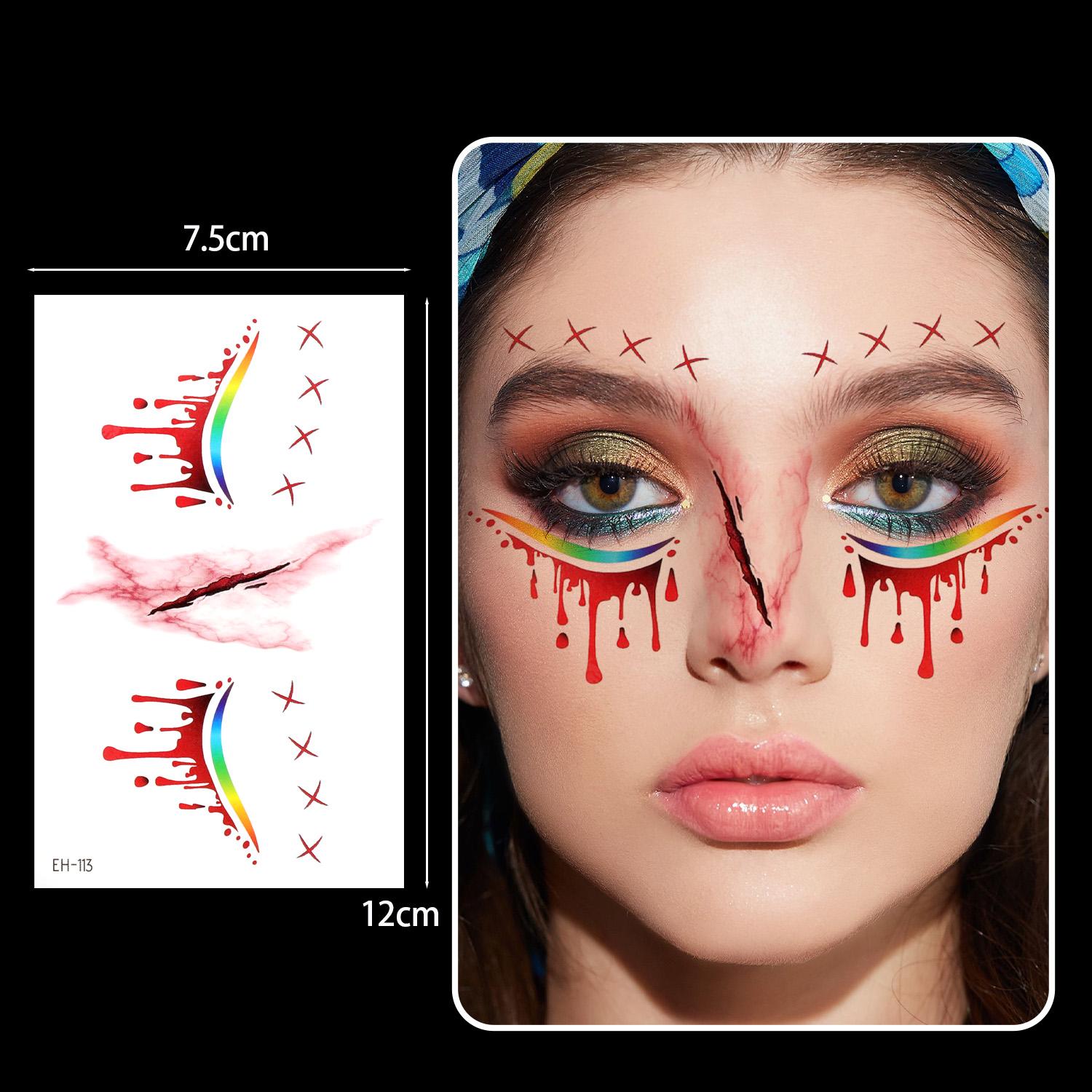 

1 шт. Ужасающие Смешные Временные Татуировки на Хэллоуин Водонепроницаемые 3D Раны Страшные Кровь Травмы Шрамы Поддельные Татуировки Наклейки Украшения