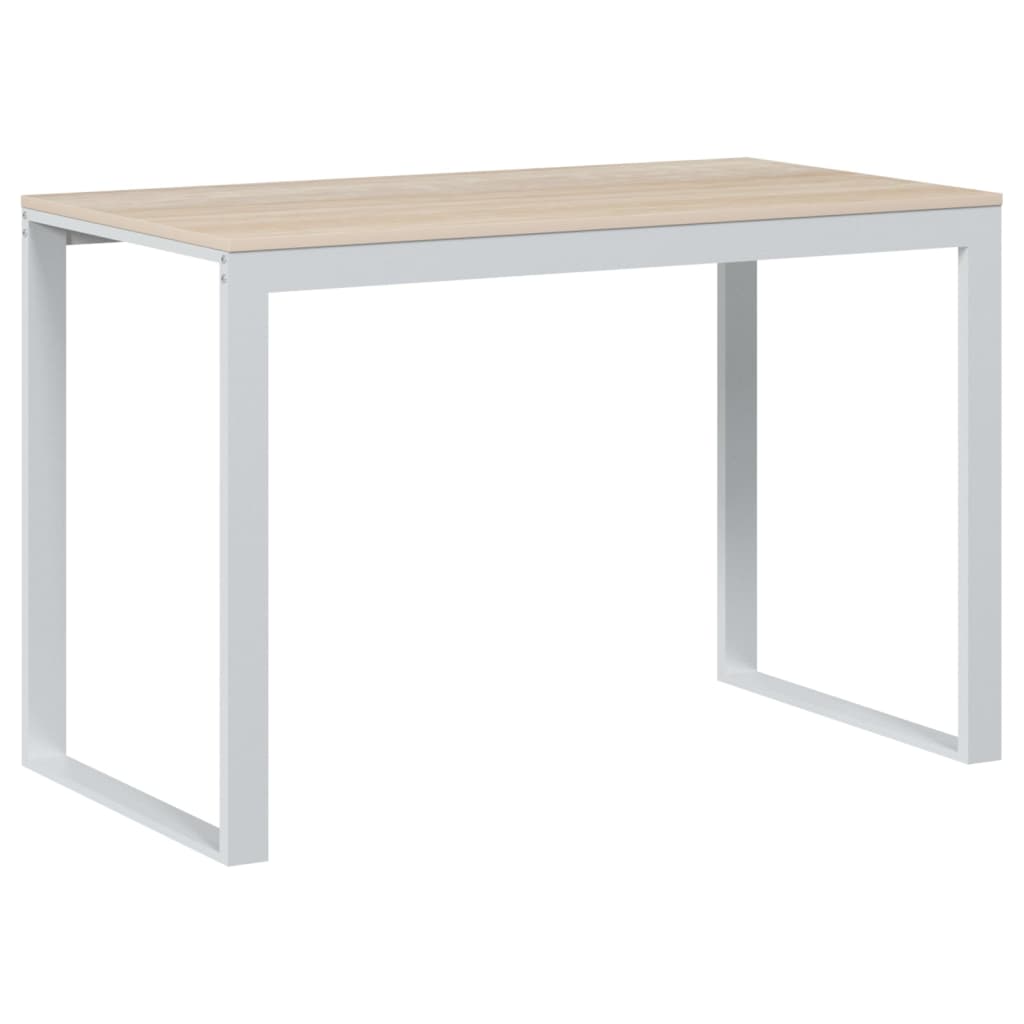 Computer Desk White and Oak Effect 110 x 60 x 73 cm Engineered Wood