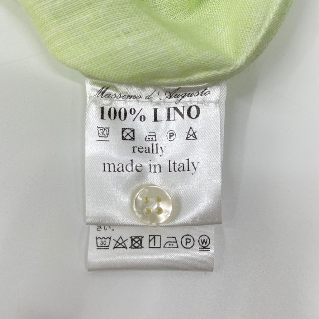 Massimo d'Augusto Lime Green MAX6 100% Linen One-Piece Button-Down Shirt Tops M Lime greenUsed