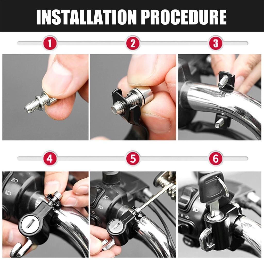 Helmet Lock for Motorcycle Scooter Atv Bicycle Universal Security Anti-theft Handlebar Lock 20mm-26mm with Keys Handle Locks