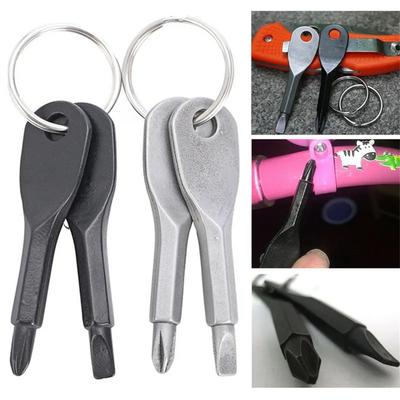 Tragbares Phillips Schlitzschraubendreher Schlüsselanhänger Set Multifunktionales Mini Taschenreparaturwerkzeug Gadget für Campingzubehör