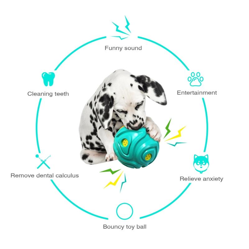 Dog Chew Toys Strange Noise Catch Attention Relieve Anxiety Slow Leaking Food Teeth Cleaning Meteorite Shaped Bite-resistan Ball
