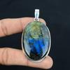 Colgante de labradorita azul natural ardiente, plata de ley 925, joya colgante, joya de plata hecha a mano para regalo de Pascua.
