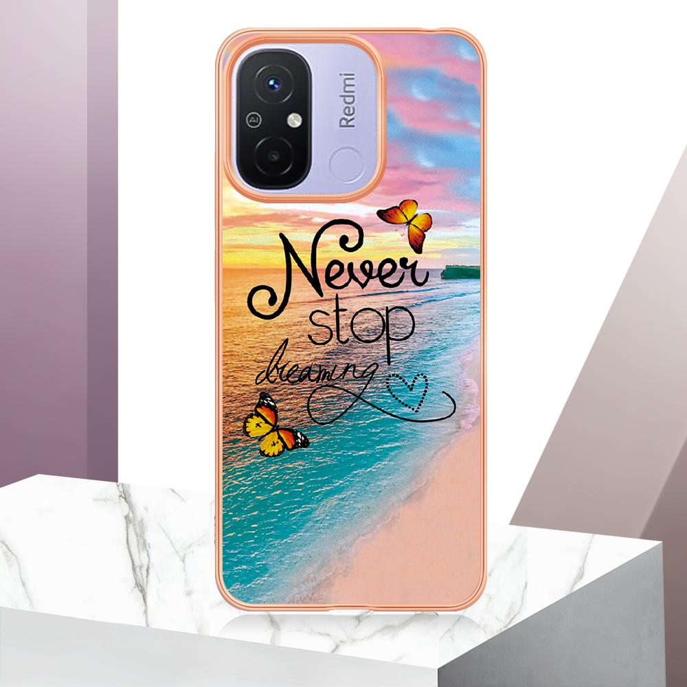 For Xiaomi Redmi 12C 4G/Redmi 11A 4G Case with IMD Marble Flower Pattern TPU Mobile Back Cover