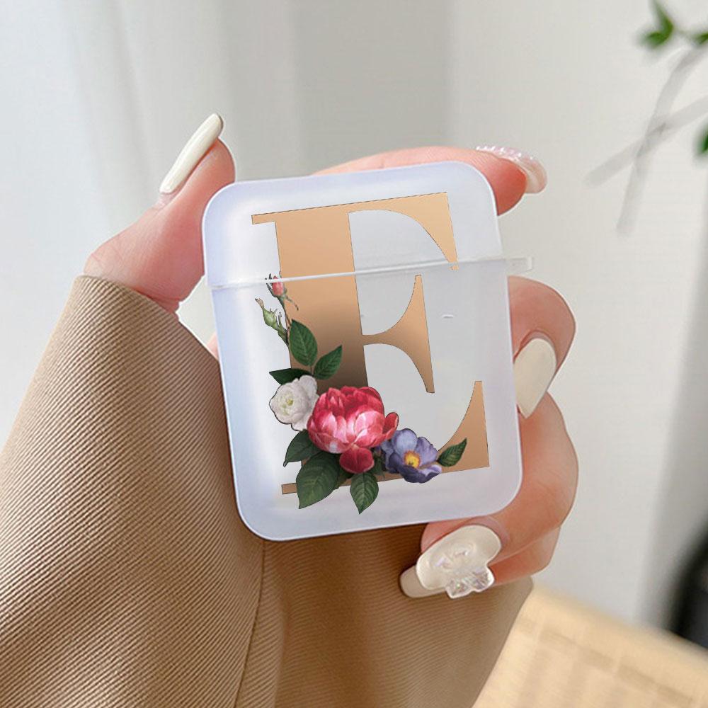 Cute Gold 26 Letters A Z Earphone Case for Airpods 4th 3rd Pro 3 2 Shockproof Cover for Airpod 2 3 1 Protective Accessorie Shell