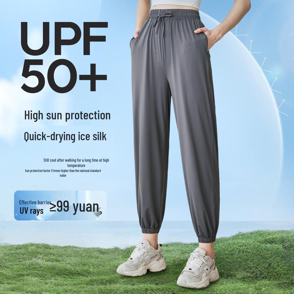 

UPF 50+ Women s Ice Silk Loose Sports Pants: Summer Outdoor Quick-Dry, UV Protection Sunscreen. XL