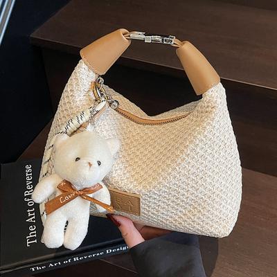 Woven Straw Bag Women's 2025 New Summer Niche Design Messenger Bag Versatile High-end Portable Dumpling Bag