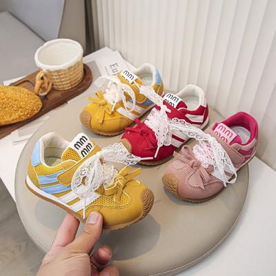 Girls Shoes Sneakers Summer 2025 New Children's German Training Shoes Red Mesh Versatile Breathable Casual Shoes