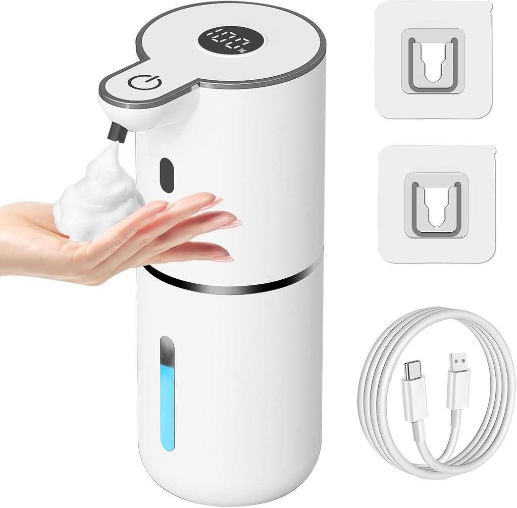 Automatic Soap Dispenser, Non-contact Liquid and Foam Soap Dispenser, USB Rechargeable, 6-level Adjustable Volume Control, 12.8oz/380m