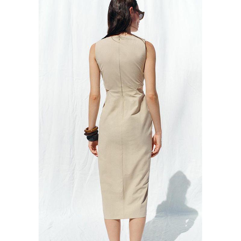 Summer New Product Women's Clothes Sexy Style V Neck Sleeveless Opening Design Bow Tie Midi Skirt Length Dress 3897103