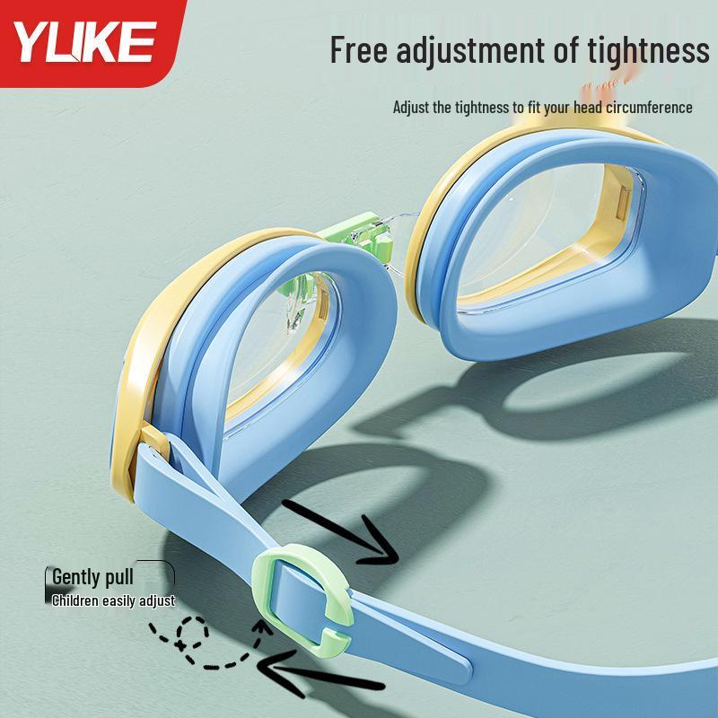 Kids' Waterproof Anti-Fog Swim Goggles with Cap - Medium To Large Fit, Small Frame, High Definition Professional Set.