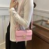 Stylish Korean Minimalist Retro Small Square Shoulder Tote Bag For Everyday Use In Black Beige Pink