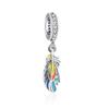 New 925 Silver Fit Original Fasion Bracelet Necklace Women Pendant Dangle Europe Love Rainbow Coloured Glaze Charms Clip Beads