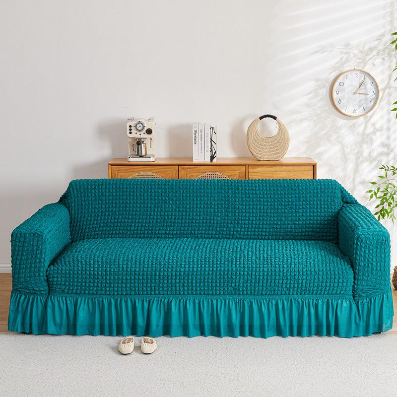 Four Seasons Wind Bubble Gauze Sofa Skirt, Thick & Fully Wrapped, High-End Elastic Cover for Lazy Person