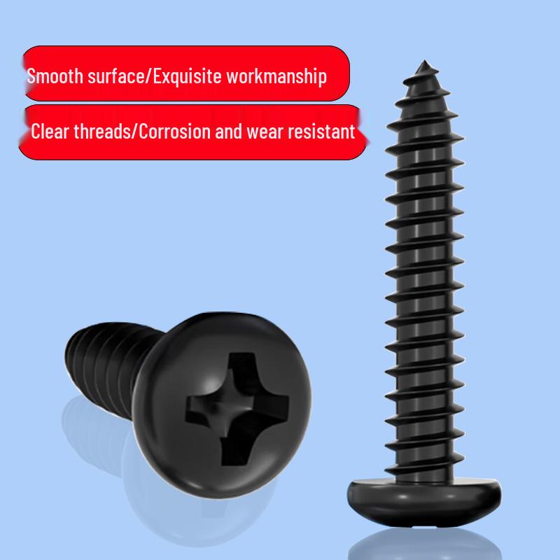 Black Zinc Plated 304 Stainless Steel Phillips Round Head Self-Tapping Screws