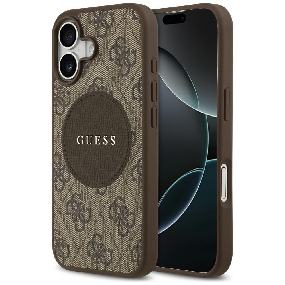 Guess 4G Circle Classic Logo MagSafe case for iPhone 17 brown