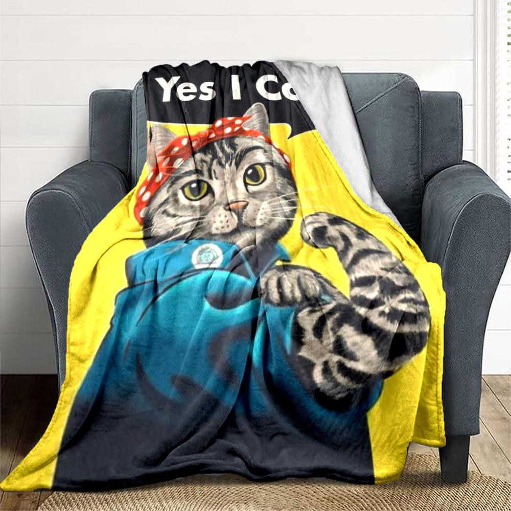 

1pc Cat Bandana Blanket Lightweight Flannel Blanket Throw Blanket For Sofa, Bed, Travel, Camping, Livingroom, Office, Couch, Chair, And Bed yy25101517 100x150cm