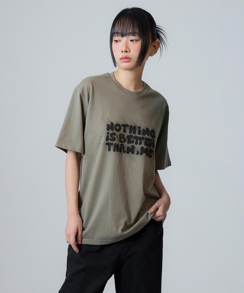 Nasttingijeubeleoldaenmi Light Lettering Tee_Khaki