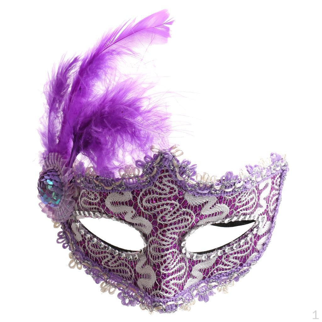 

Fancy Dress Feather Lace Eye Masquerade Costume фиолетовый