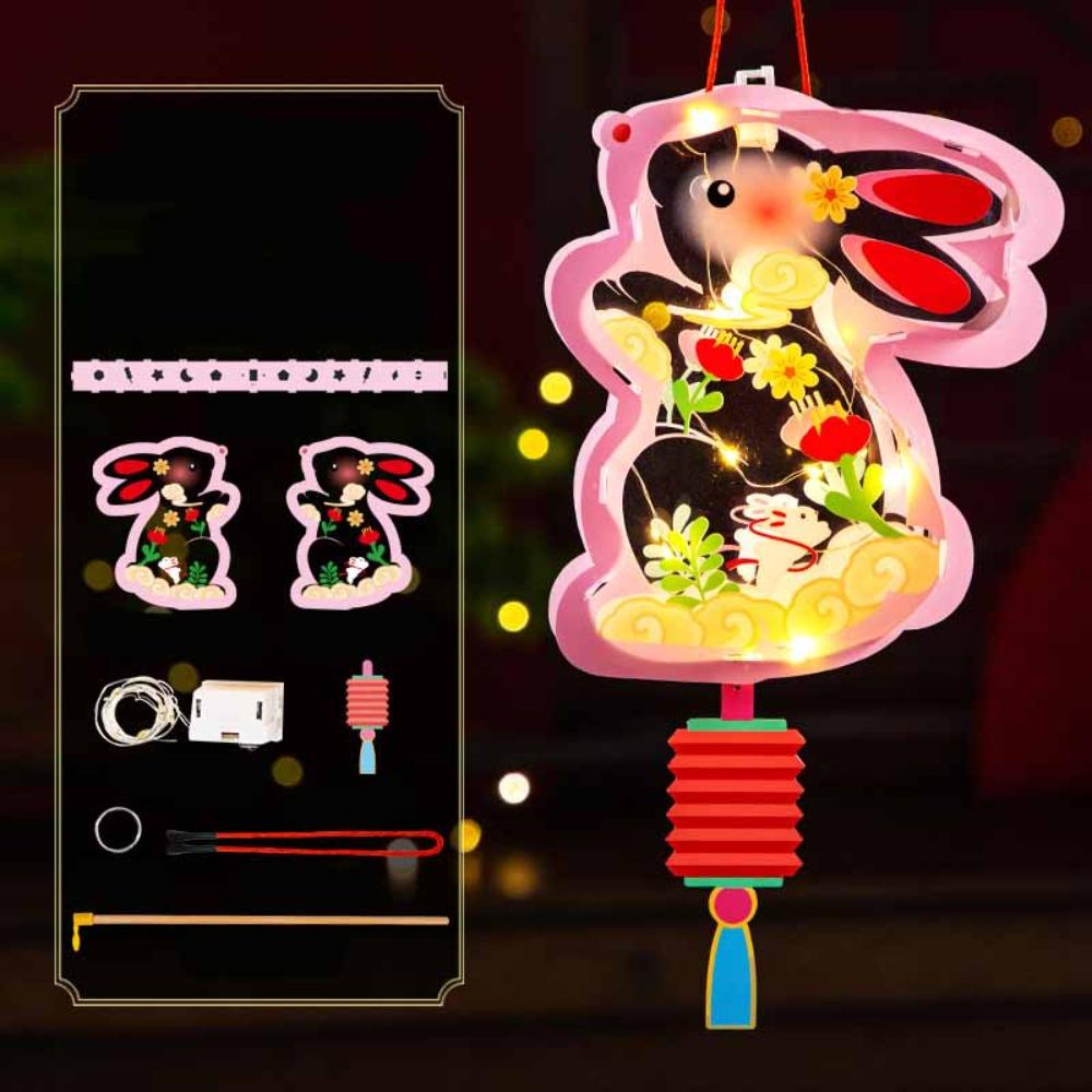 3D Middle Autumn Festival Lantern Rabbit Ancient Style Handheld Lantern  Children