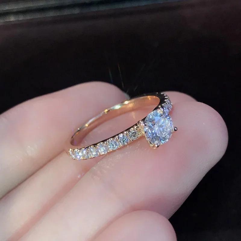 Huitan Classic 4 Claws Design Round Zirconia Women Wedding Engagement Rings 3 Colors Available Low-key Bridal Jewelry Sale