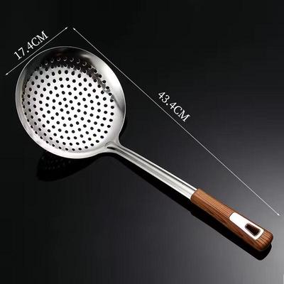 Wood Grain Slotted Strainer Spoon