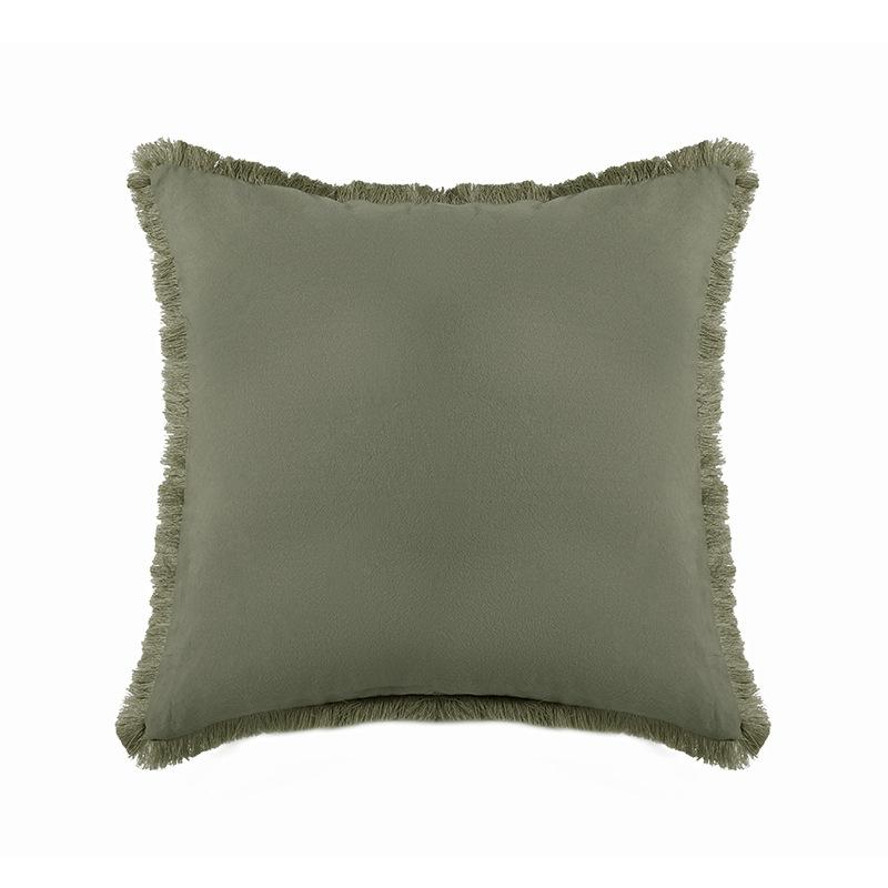 Modern Simple Sofa Cover Pillow Thickened Washed Cotton and Linen Tassel Living Room Bedroom Sofa Bedside Pillow Cover