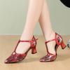 2025 New Women's Latin Dance Shoes Closed Head Women's Tango Dance Shoes Women's Salsa Party Dance Shoes High Heels 4.5/5.5CM