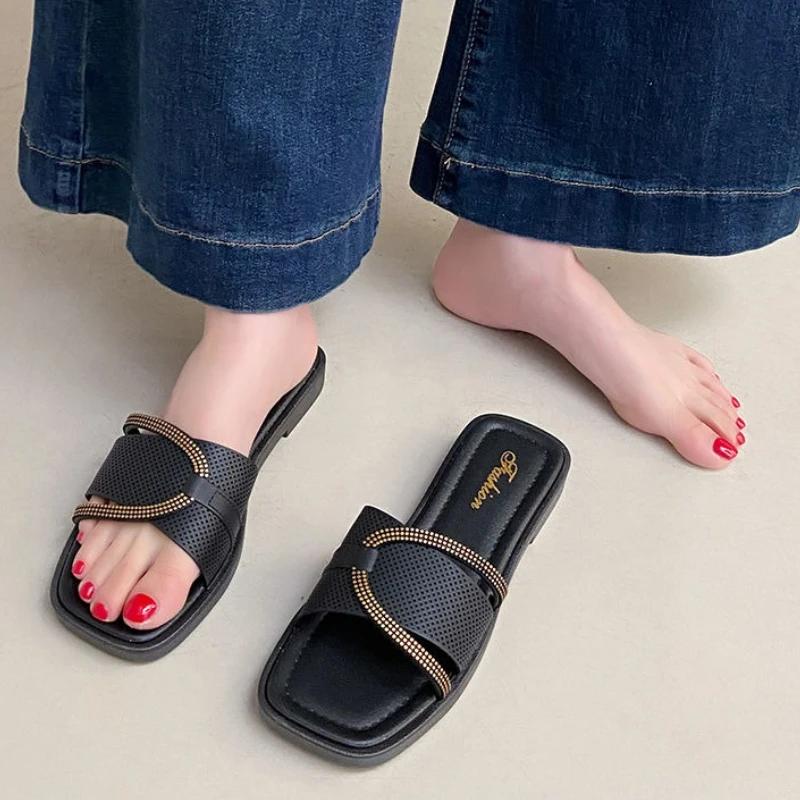 Fashion Flat Women's Slippers and Ladies Sandals On Beach Elegant Shoes Fashionable 39 Chic Shoe Offer High Quality Summer Slides Sale