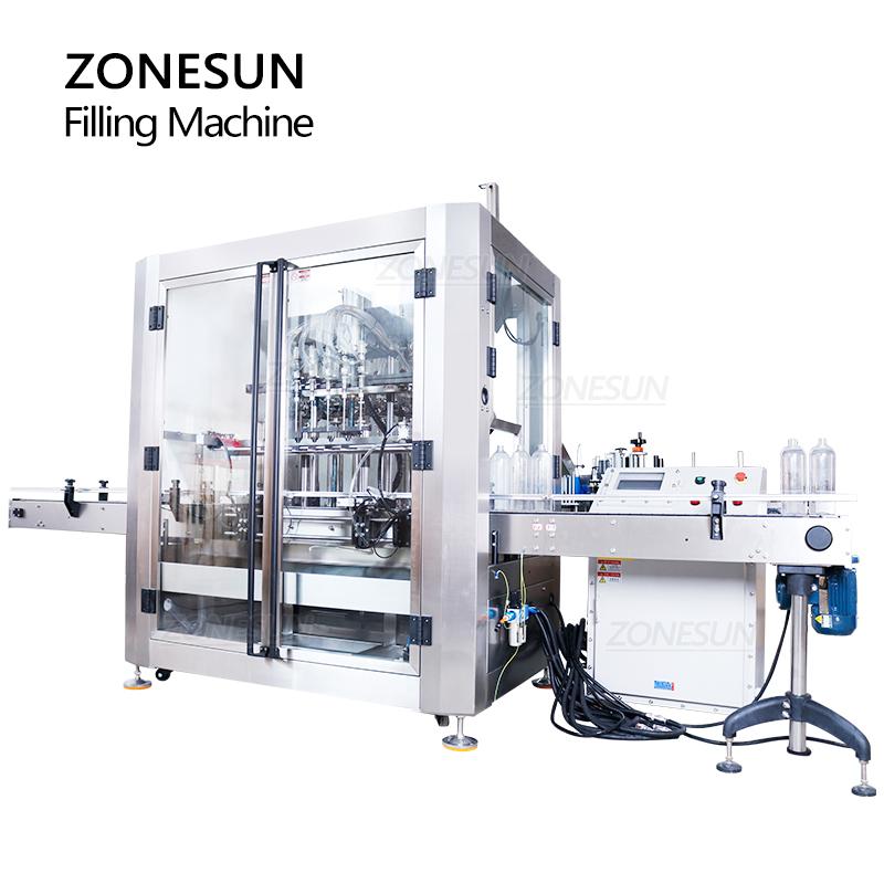 ZONESUN ZS-VTFM1 Explosion-Proof 6-Head Servo Filling Machine for Alcohol, Disinfectant & Cosmetic Bottle Packaging Line