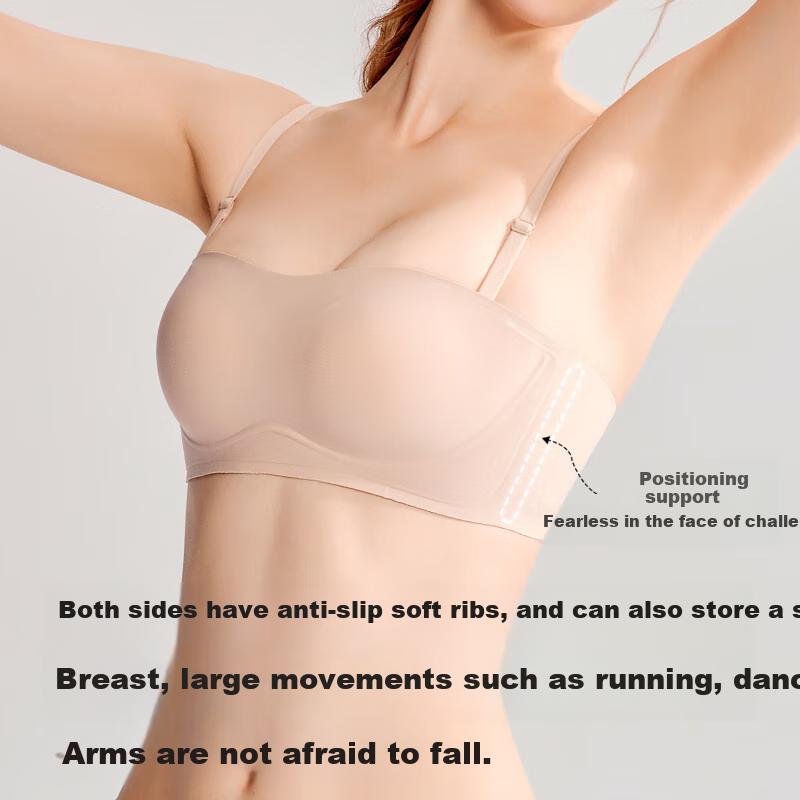 MiiOW Strapless Bra, Women's Foundation Liquid, Invisible Seamless Underwear, Non-Slip Lift-Up, Anti-Sagging, Bandeau, Off-Shoulder, Spring And Summer