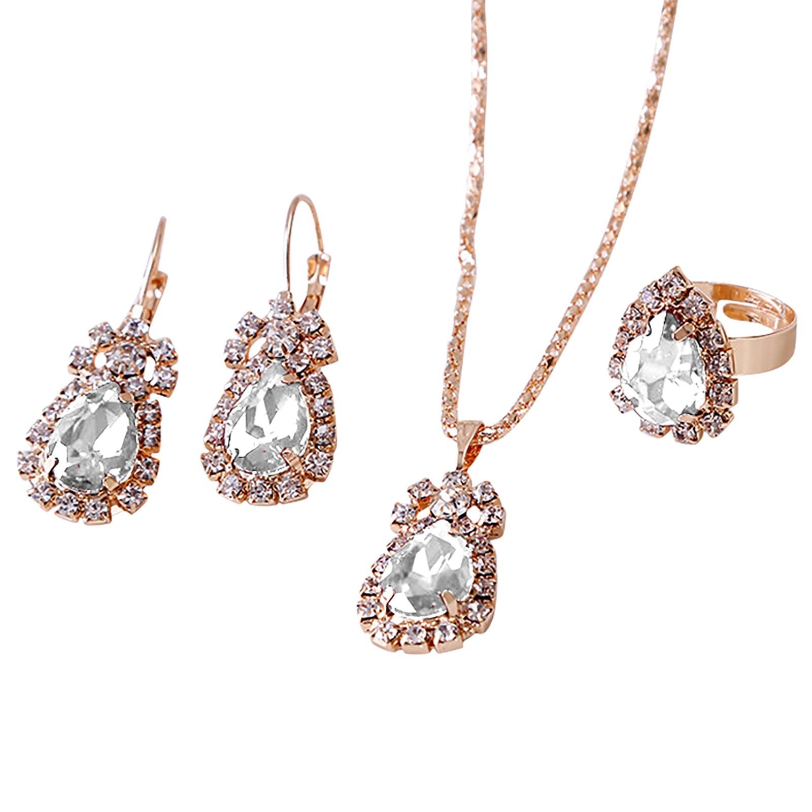 Love Ladies Earring Necklace Ring Three Piece Set Earrings Jewelry One Size белый