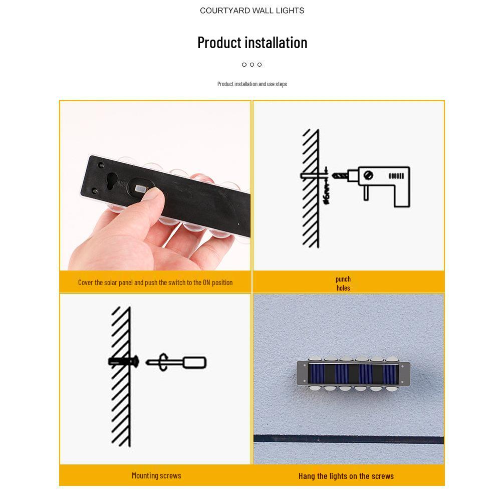 Waterproof Solar Wall Lamp for Outdoor Garden and Balcony Decoration