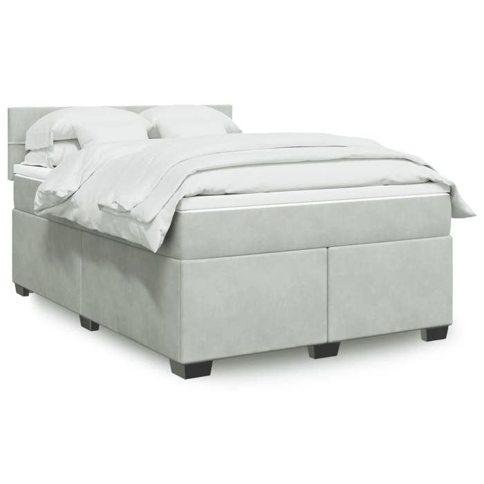 Maison Exclusive - Sommier à lattes de lit et matelas Gris clair 160x200cm Velours